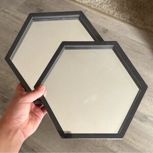 Set of Hexagonal Black Wall Mirrors